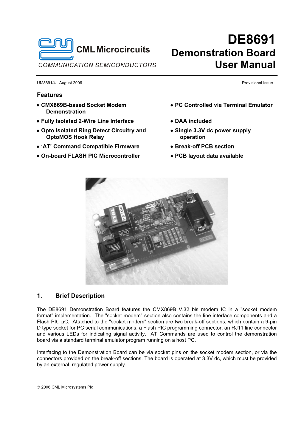 DE8691 Demonstration Board User Manual