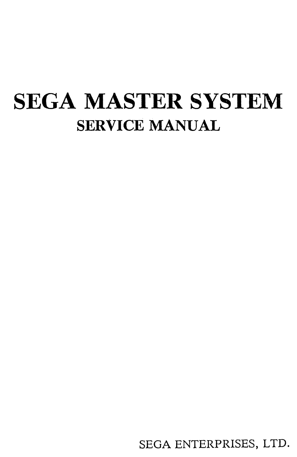 Sega Master System Service Manual