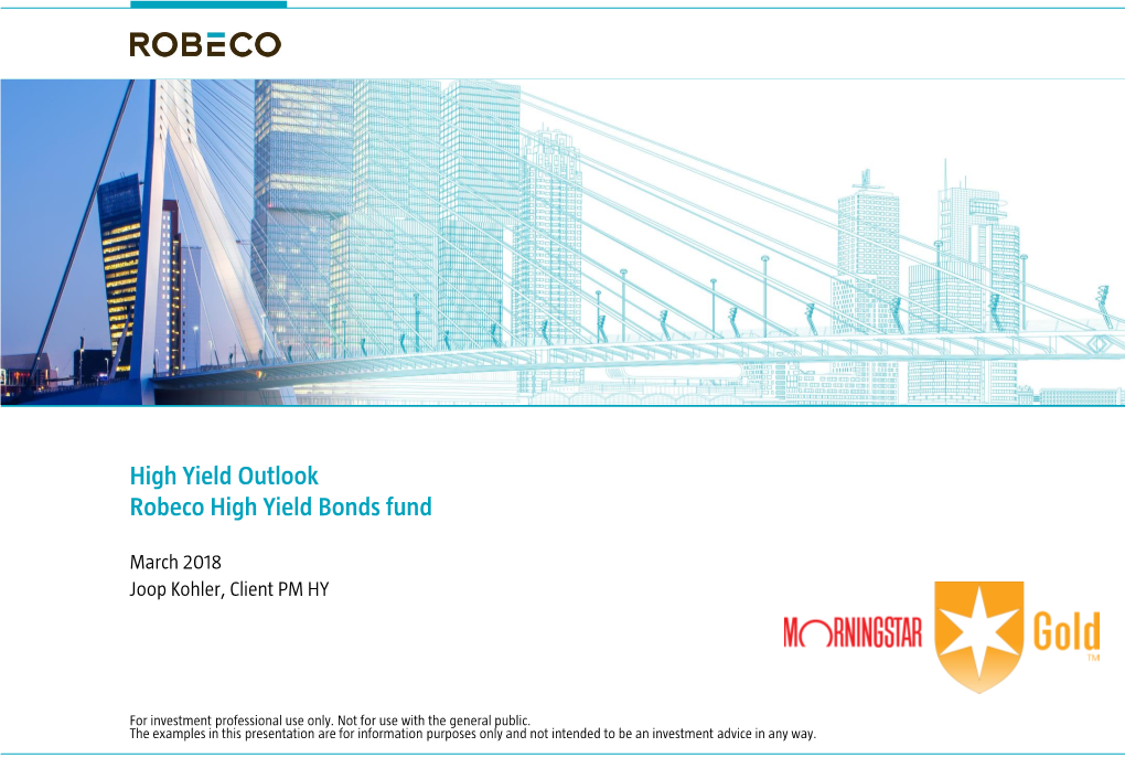 High Yield Outlook Robeco High Yield Bonds Fund