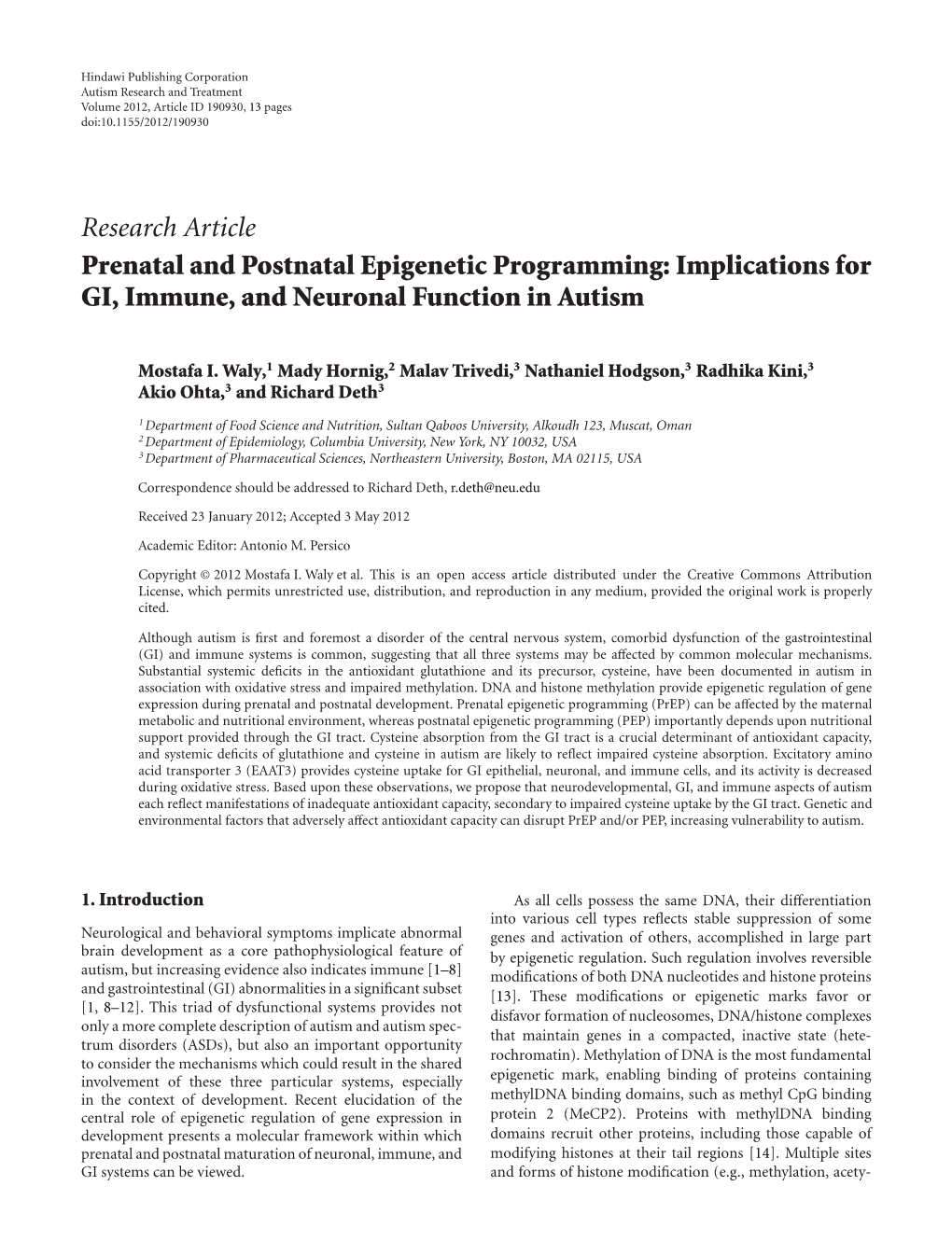 Implications for GI, Immune, and Neuronal Function in Autism