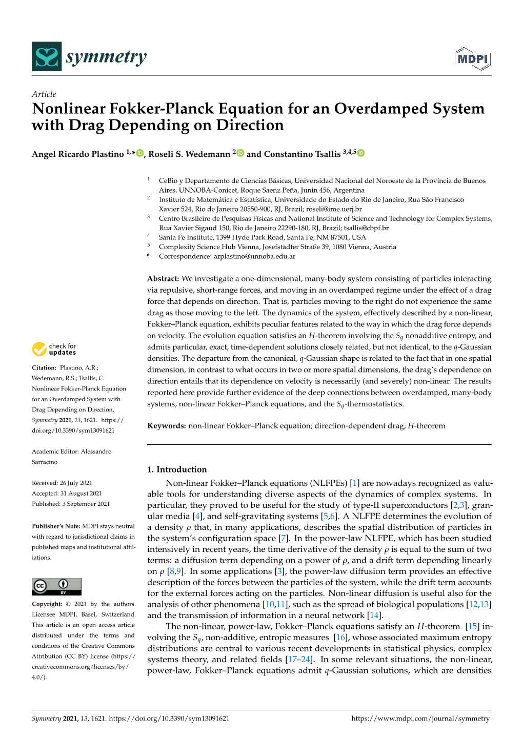 Nonlinear Fokker-Planck Equation for an Overdamped System with Drag Depending on Direction