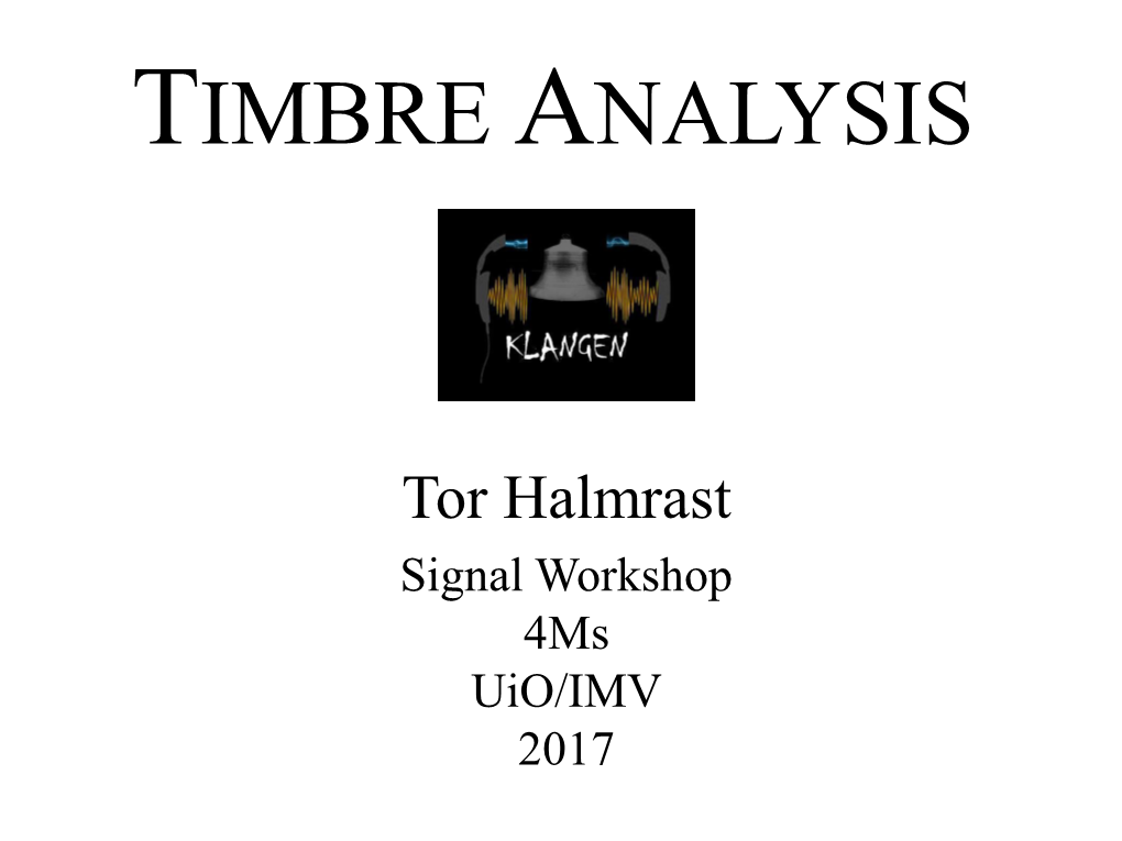 Timbre Analysis