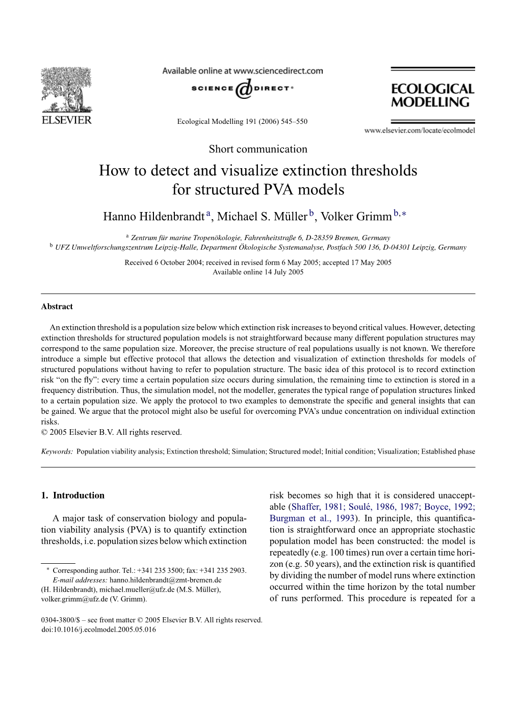 How to Detect and Visualize Extinction Thresholds for Structured PVA Models