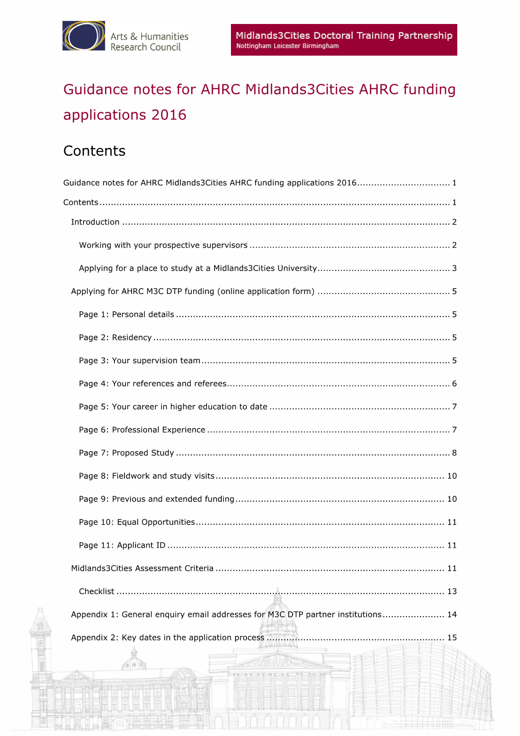 Guidance Notes for AHRC Midlands3cities AHRC Funding Applications 2016