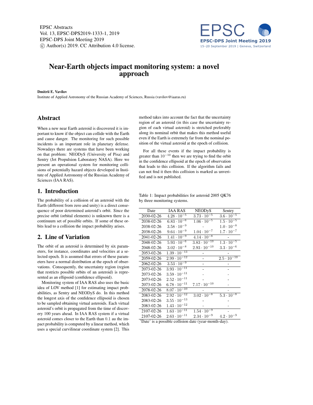 Near-Earth Objects Impact Monitoring System: a Novel Approach