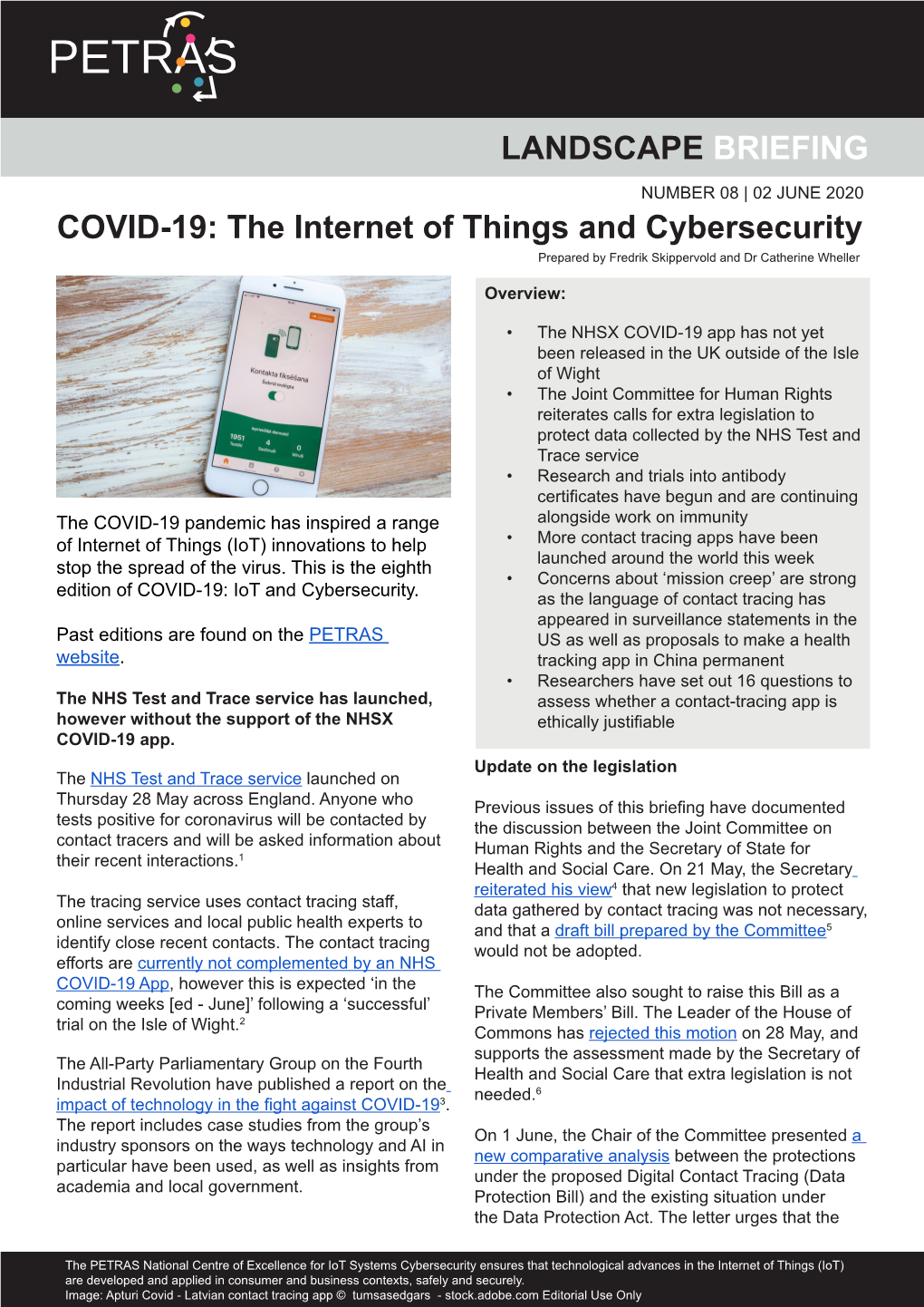 LANDSCAPE BRIEFING COVID-19: the Internet of Things and Cybersecurity