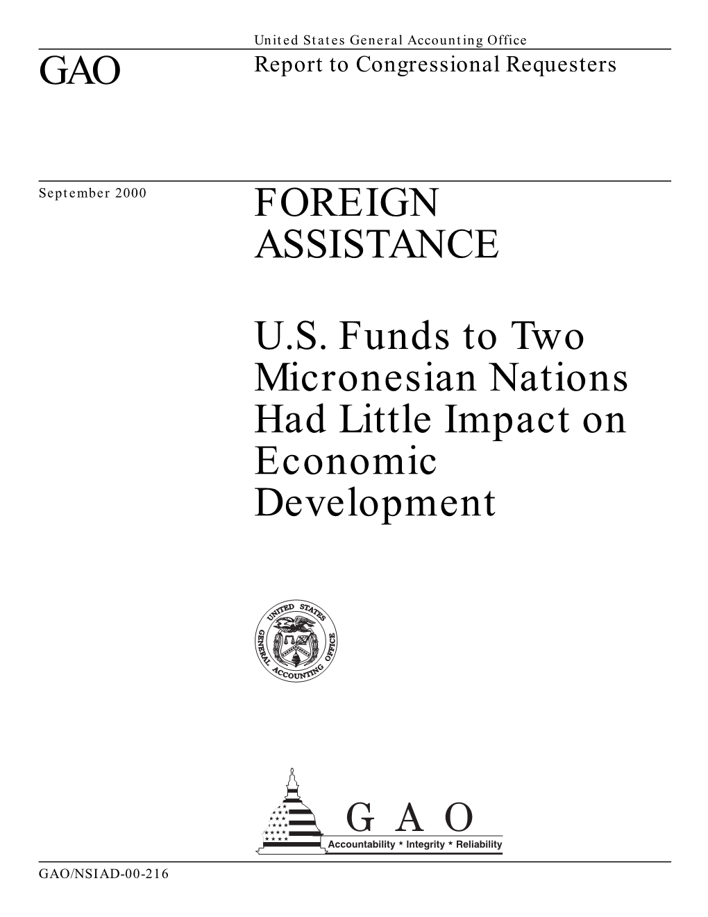 US Funds to Two Micronesian Nations Had Little Impact on Economic