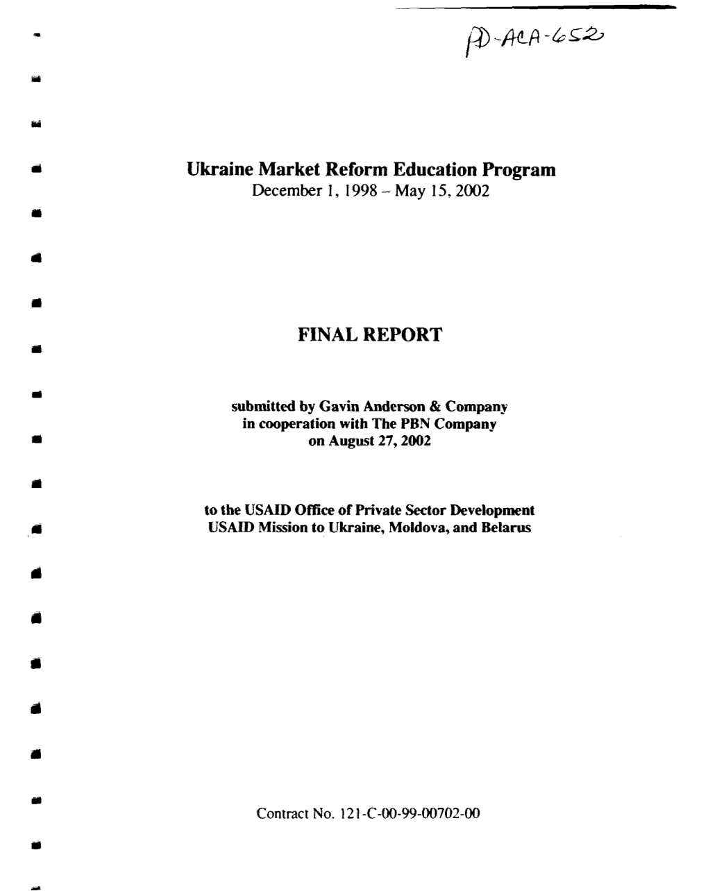 Ukraine Market Reform Education Program FINAL REPORT