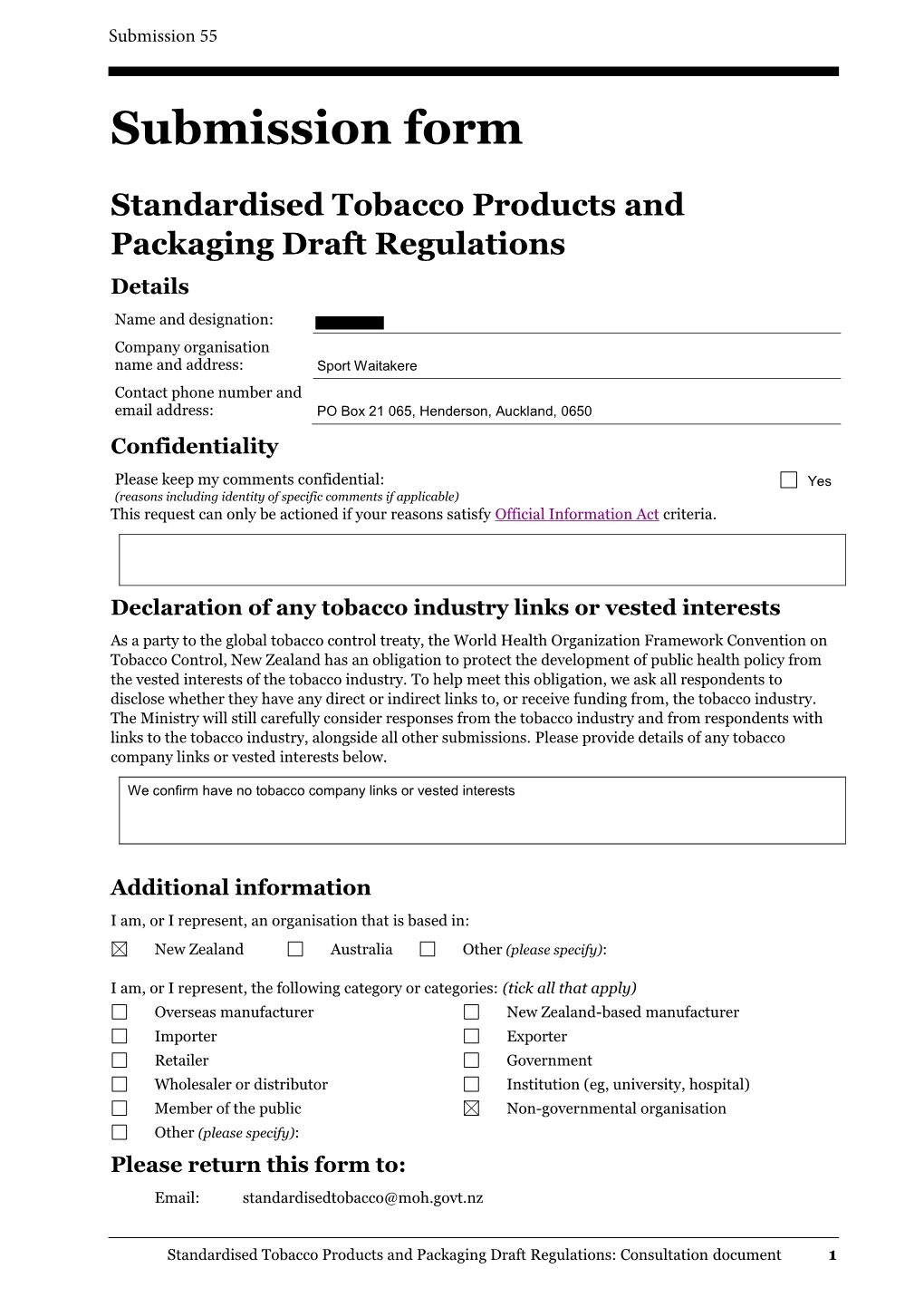 Standardised Tobacco Products and Packaging Draft Regulations