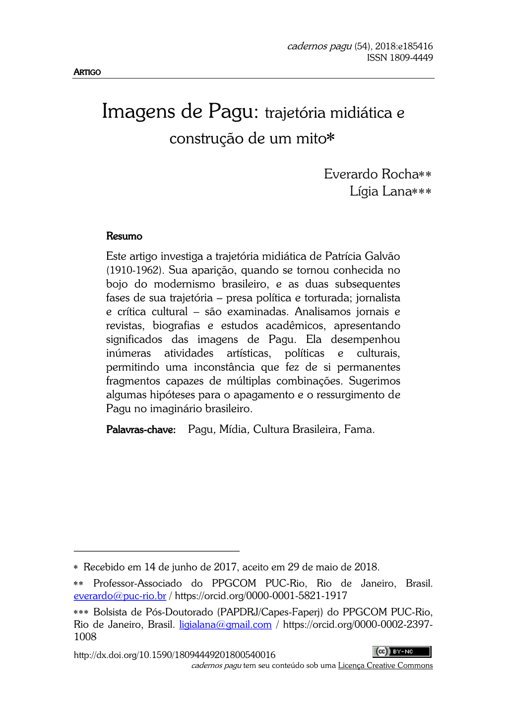 Imagens De Pagu: Trajetória Midiática E Construção De Um Mito