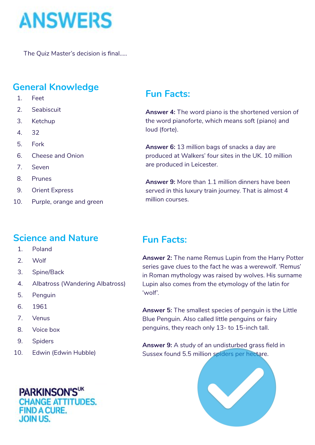 Science and Nature Fun Facts: 1