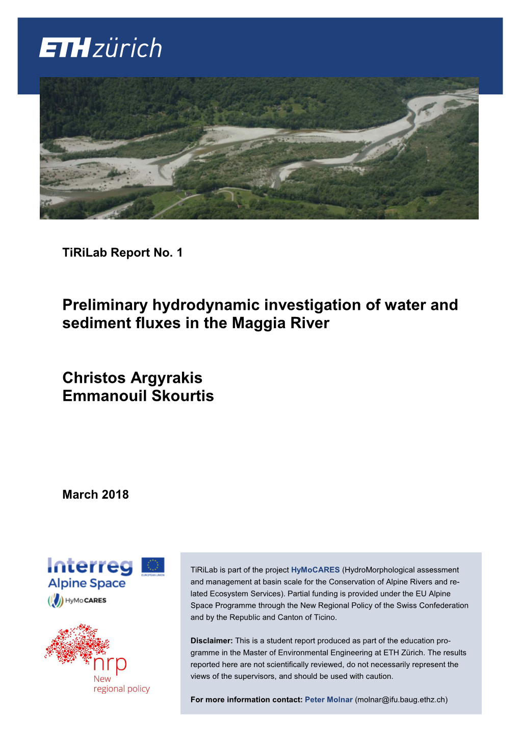Preliminary Hydrodynamic Investigation of Water and Sediment Fluxes in the Maggia River