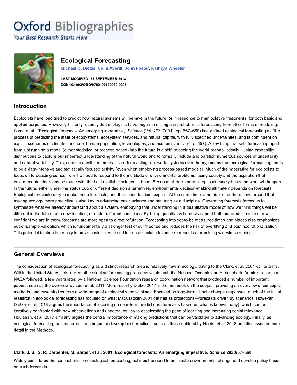 Ecological Forecasting Michael C