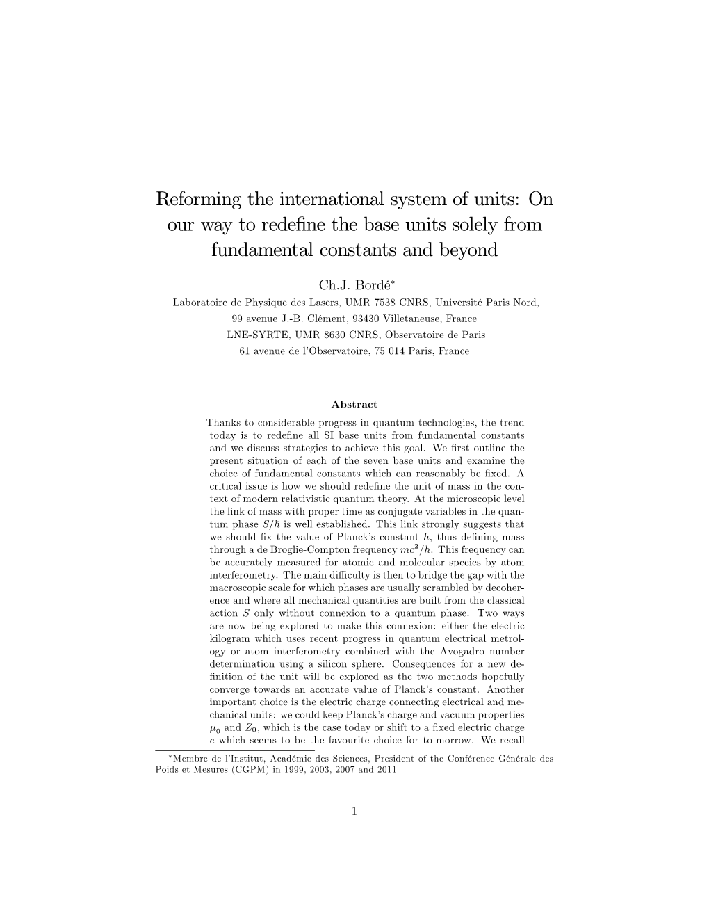 On Our Way to Redefine the Base Units Solely from Fundamental Constants