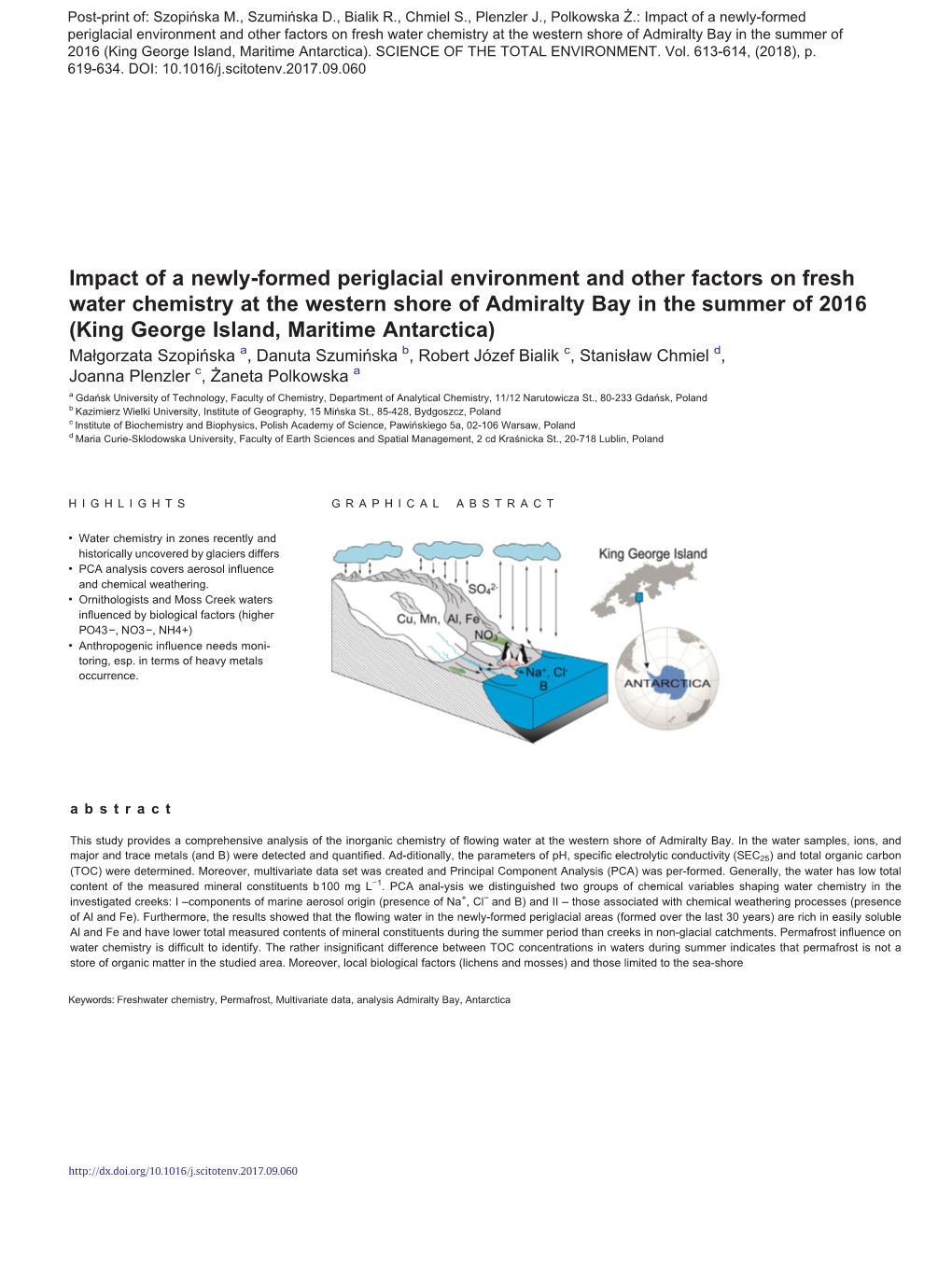 Impact of a Newly-Formed Periglacial Environment and Other Factors On