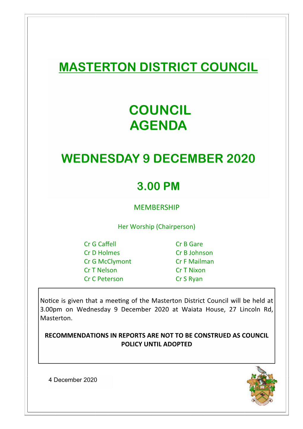 Council Agenda