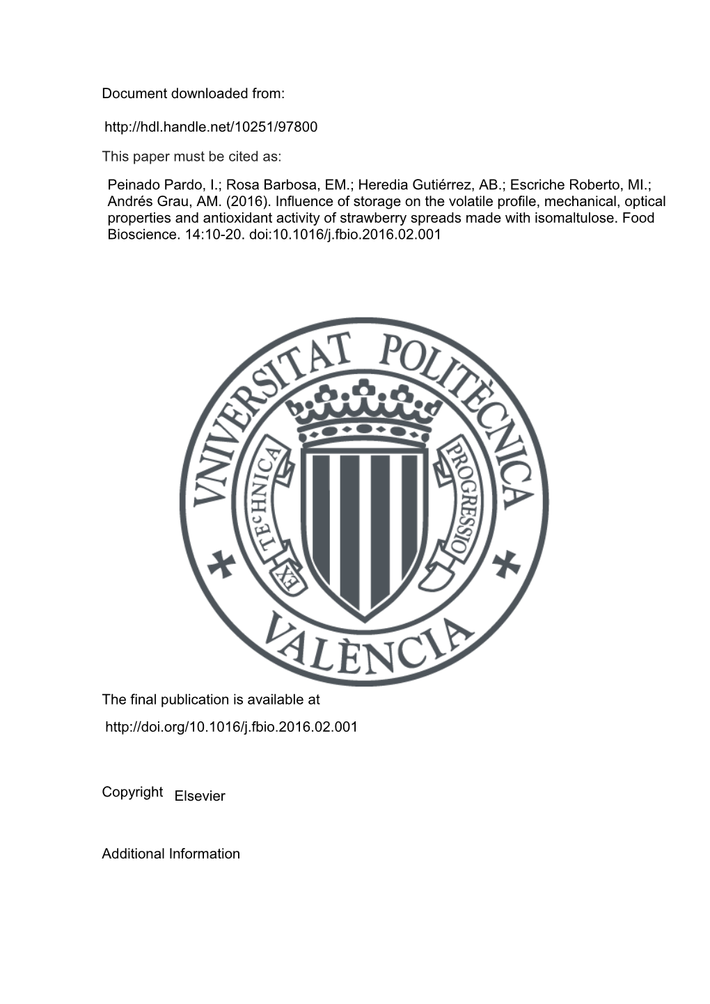 Document Downloaded From: This Paper Must Be Cited As: the Final Publication Is Available at Copyright Additional Information Ht