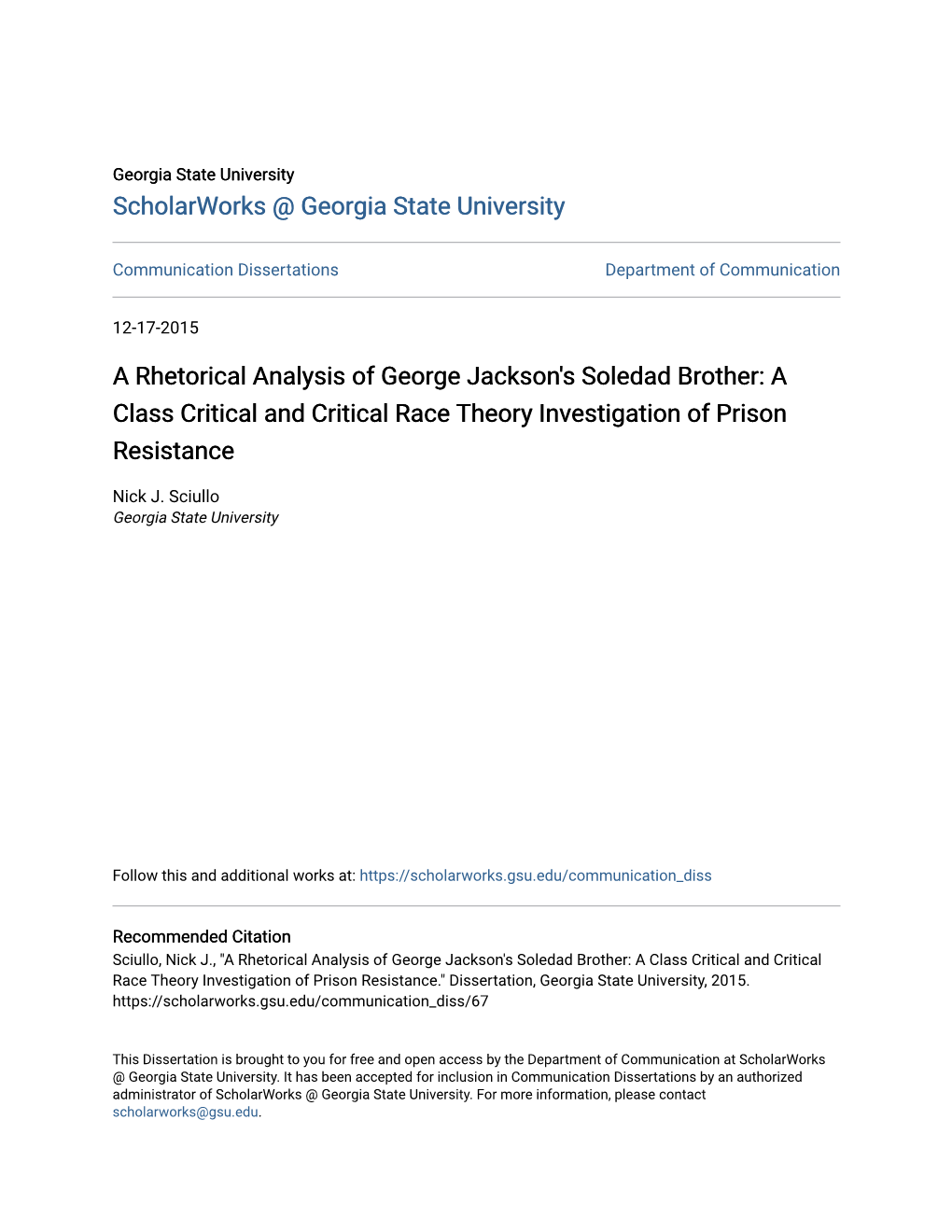 A Rhetorical Analysis of George Jackson's Soledad Brother: a Class Critical and Critical Race Theory Investigation of Prison Resistance