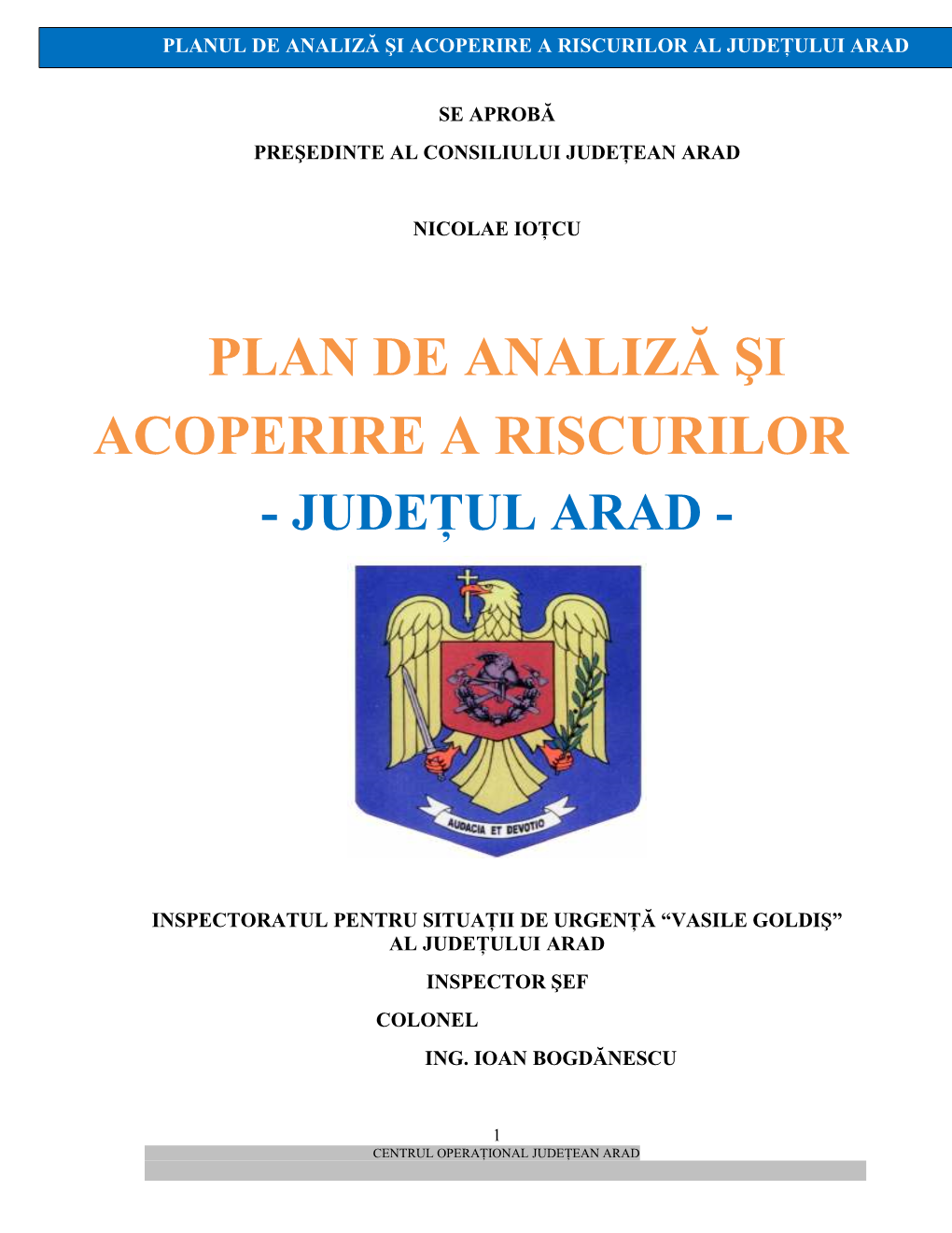 Plan De Analiză Şi Acoperire a Riscurilor