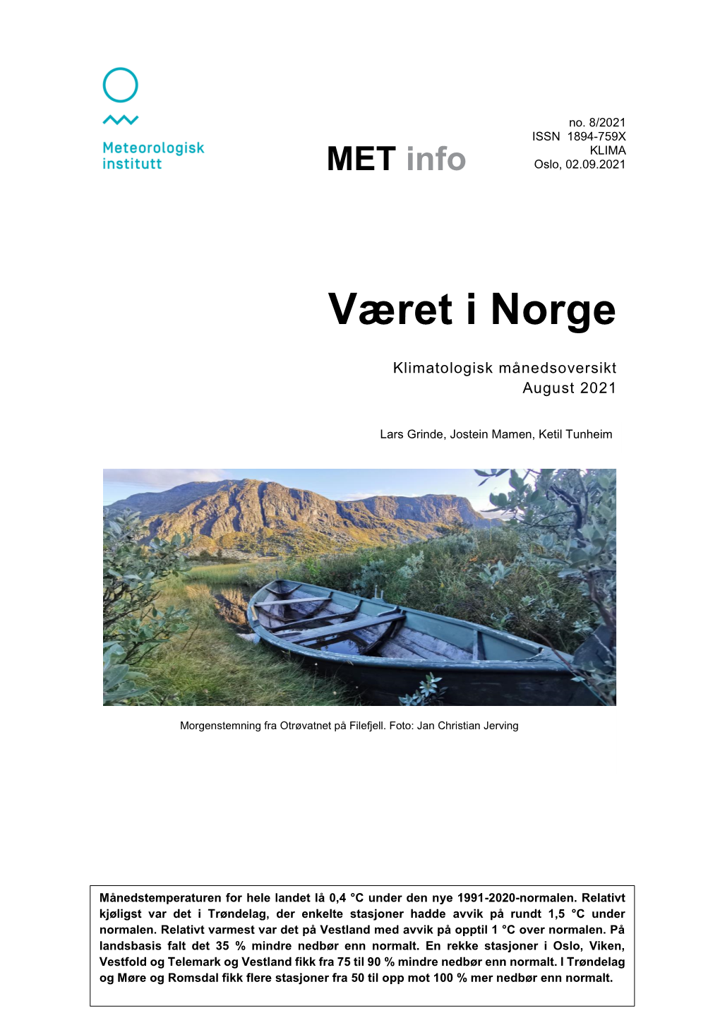 MET Info Oslo, 02.09.2021
