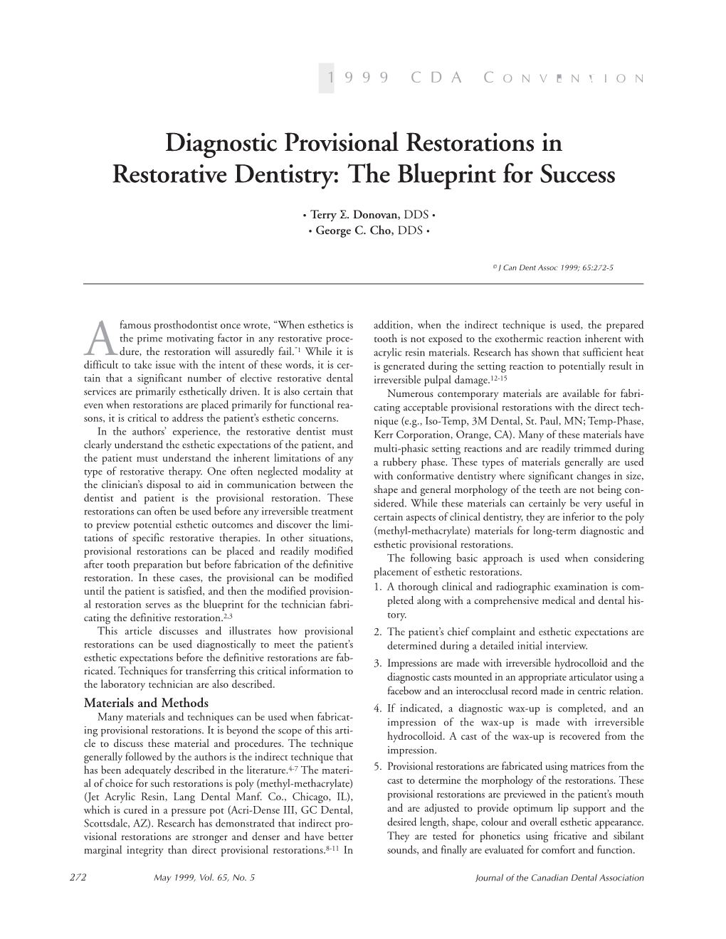 Diagnostic Provisional Restorations in Restorative Dentistry: the Blueprint for Success