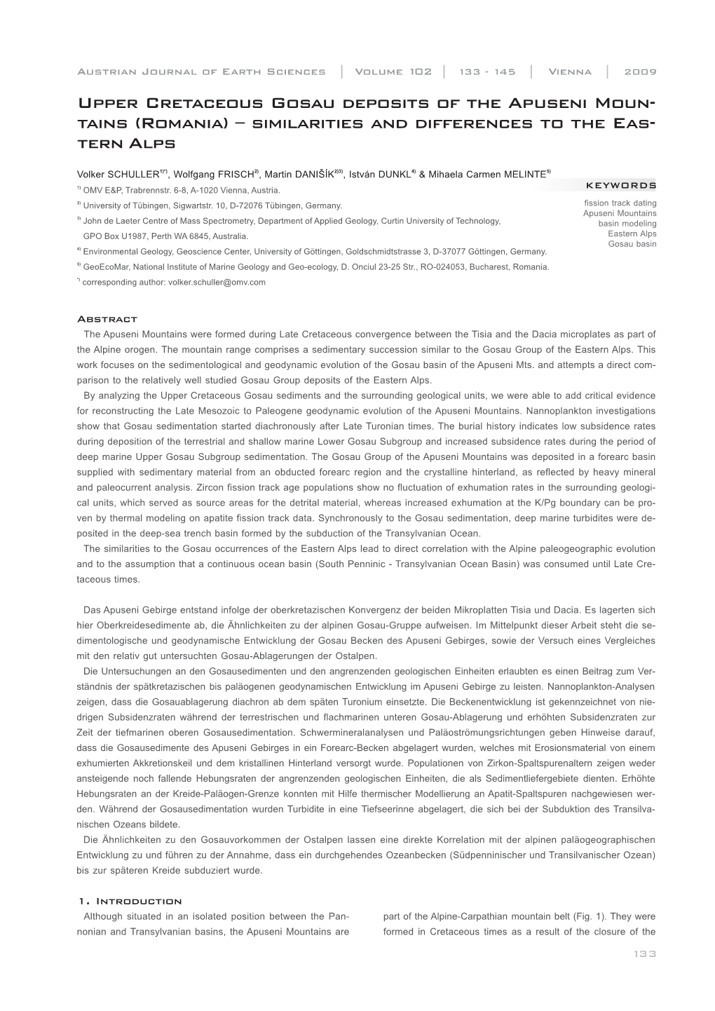 Upper Cretaceous Gosau Deposits of the Apuseni Moun- Tains (Romania) – Similarities and Differences to the Eas- Tern Alps