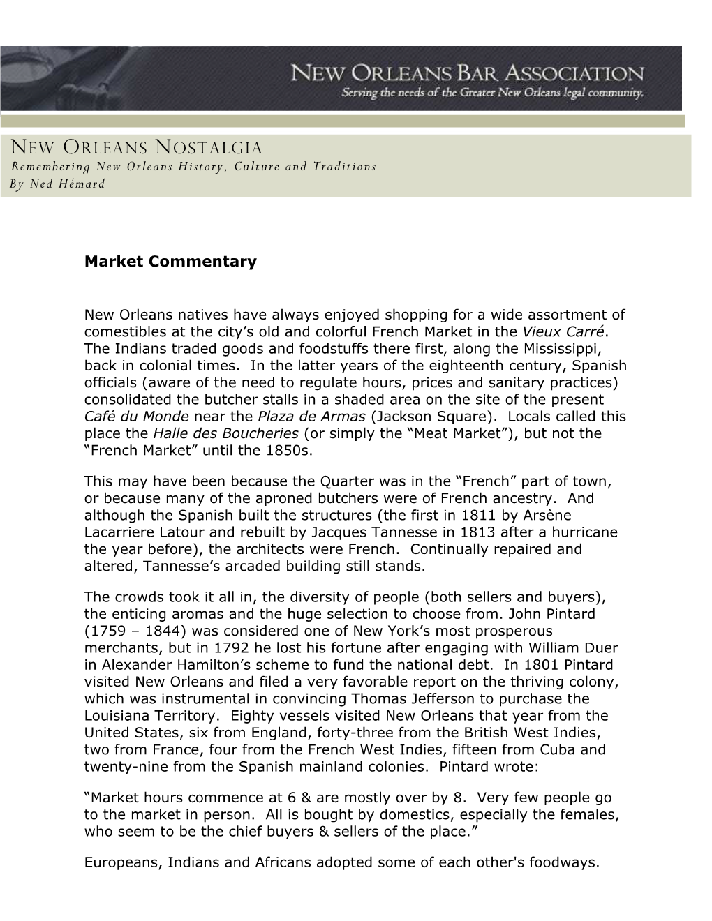 NEW ORLEANS NOSTALGIA Remembering New Orleans History, Culture and Traditions by Ned Hémard