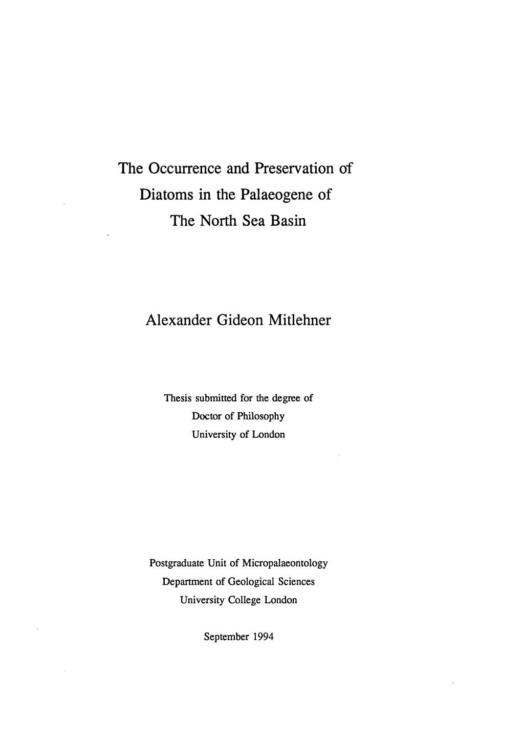 The Occurrence and Preservation of Diatoms in the Palaeogene of the North Sea Basin