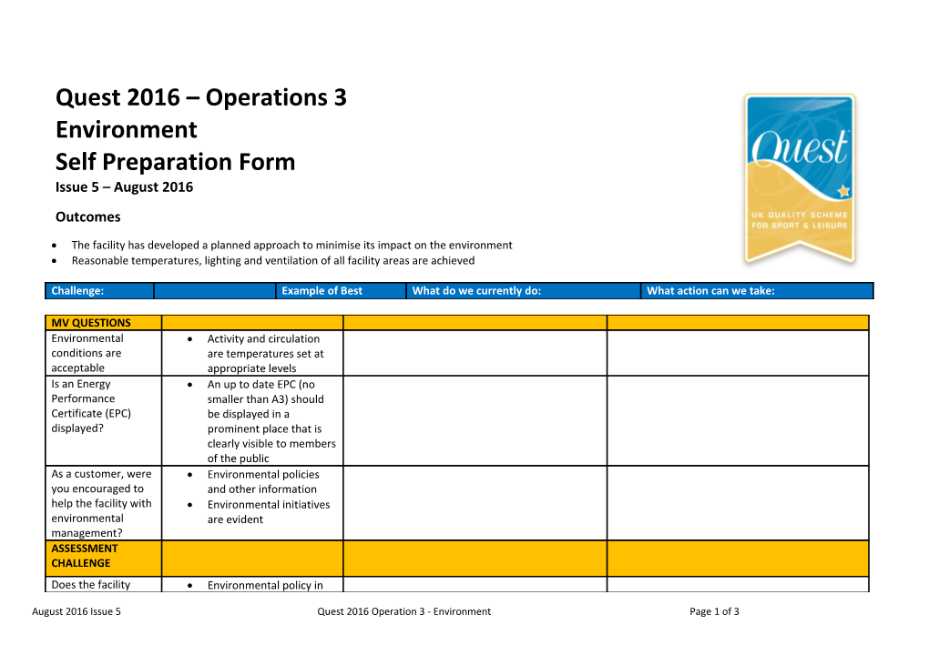 Operations 3 - Environment