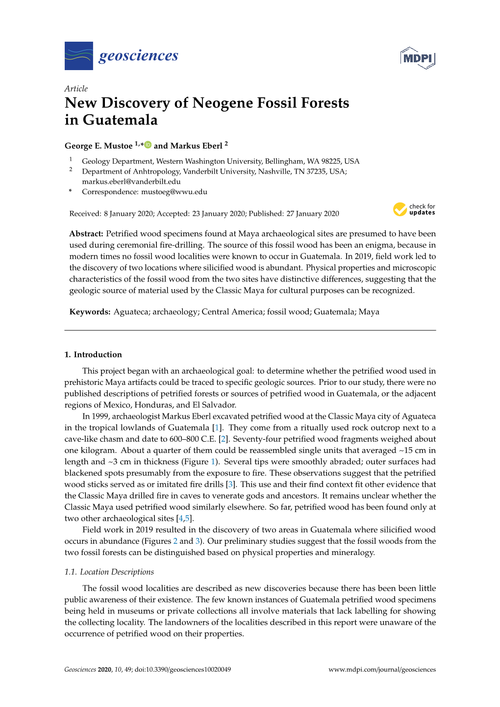 New Discovery of Neogene Fossil Forests in Guatemala