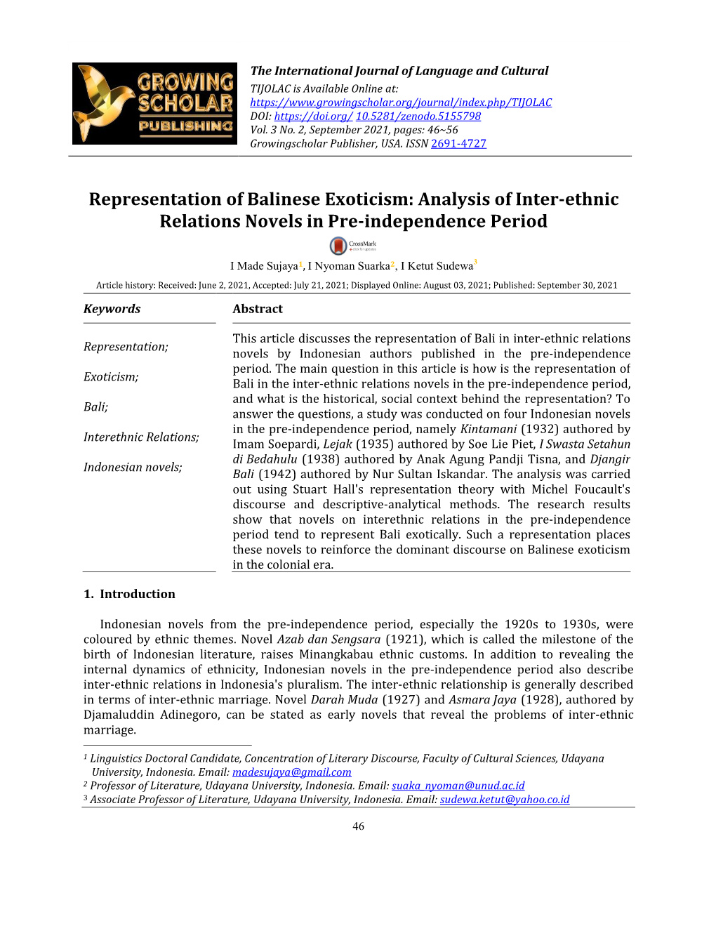 Analysis of Inter-Ethnic Relations Novels in Pre-Independence Period