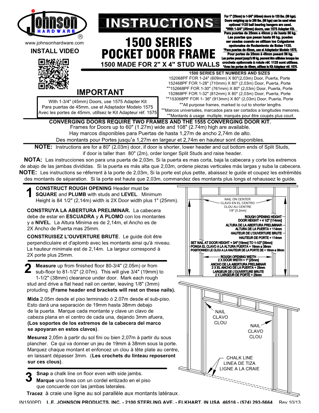 1500 Series Pocket Door Frame