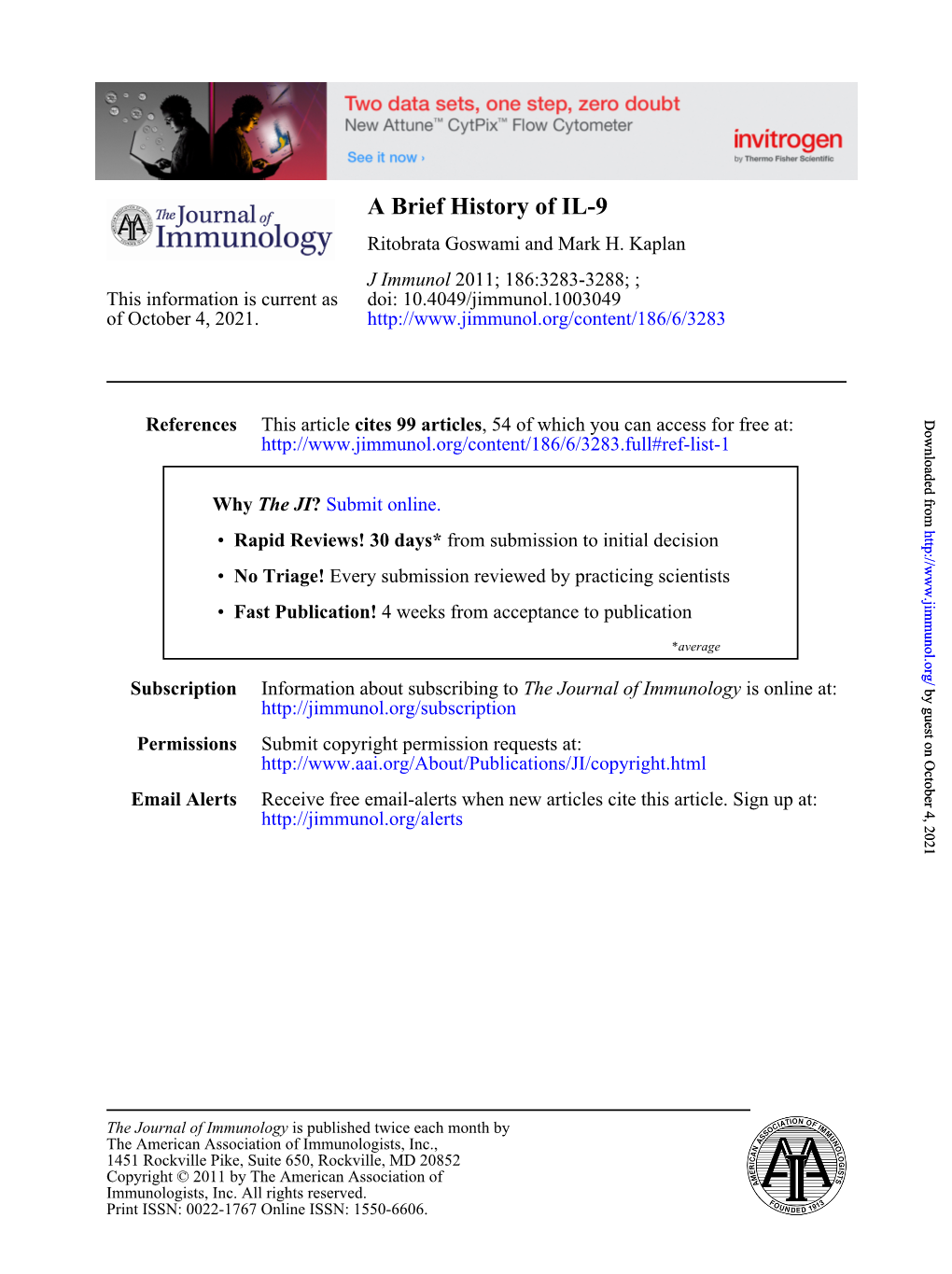 A Brief History of IL-9 Ritobrata Goswami and Mark H