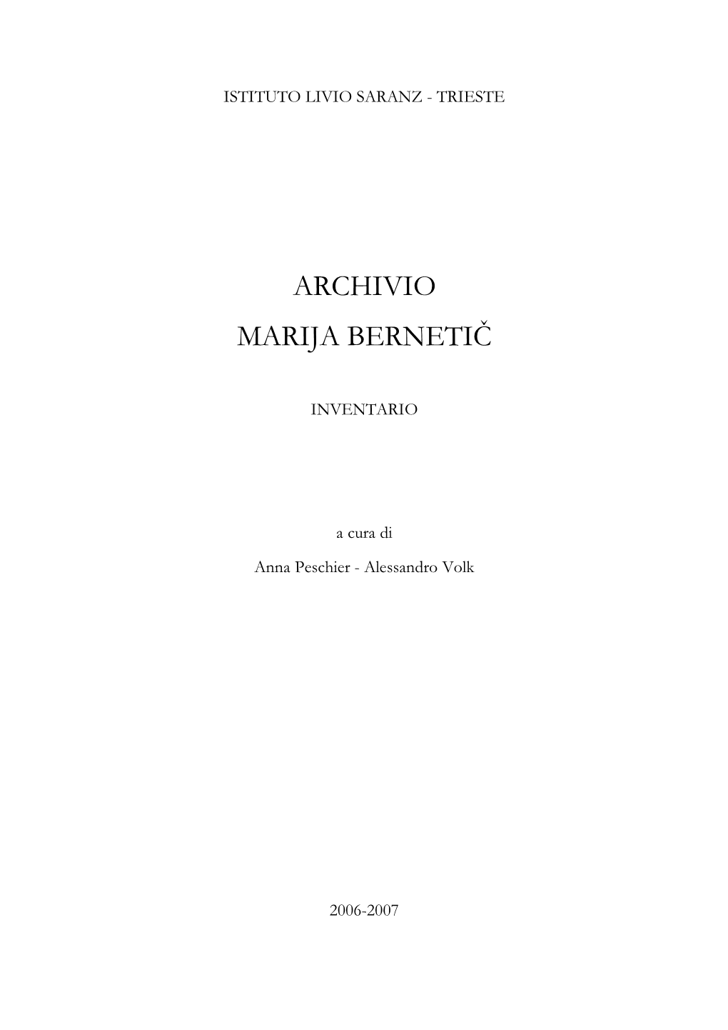 Archivio Marija Bernetič