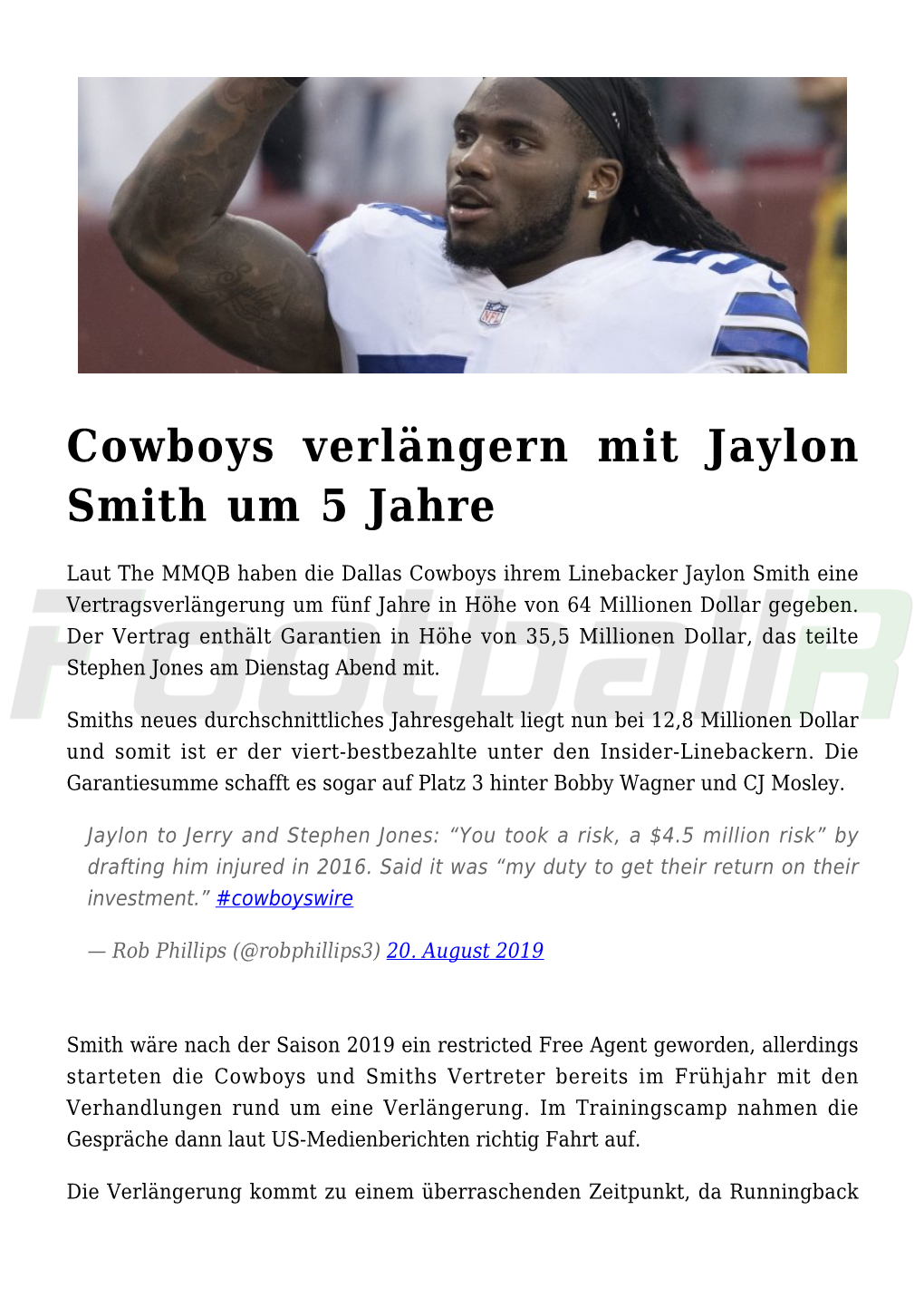 Cowboys Verlängern Mit Jaylon Smith Um 5 Jahre