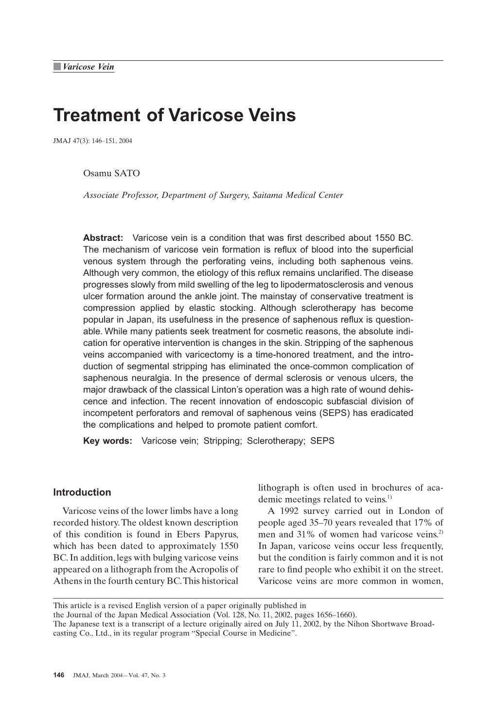 Treatment of Varicose Veins