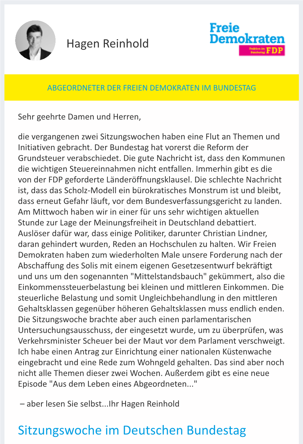 Newsletter Aus Berlin | Hagen Reinhold.Pdf