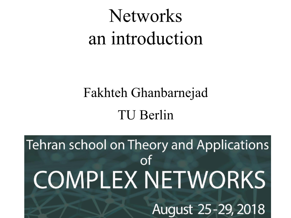 Networks an Introduction