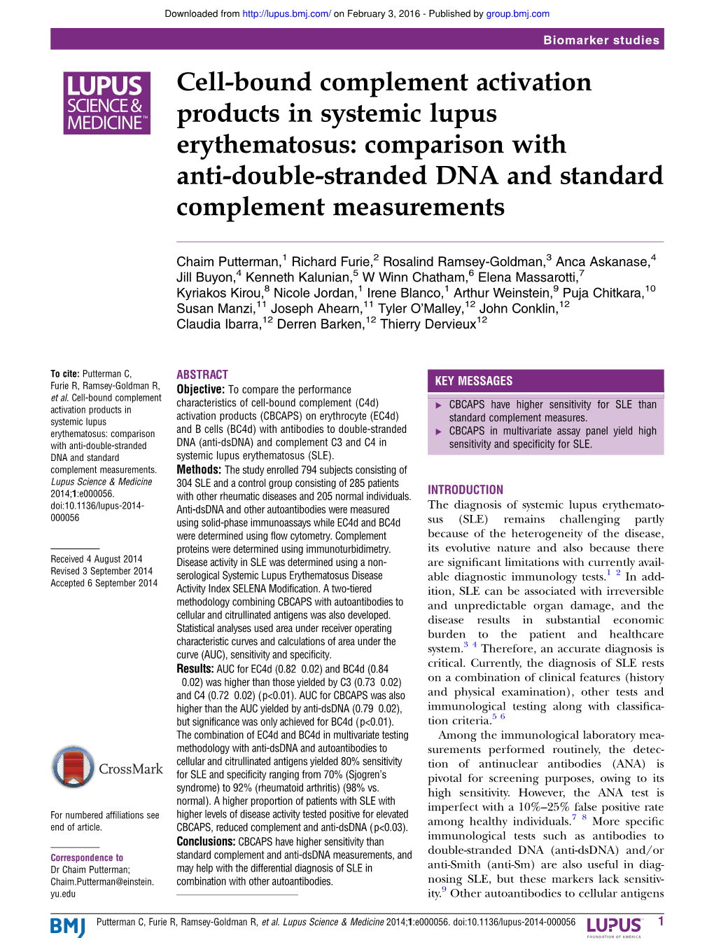 Cell-Bound Complement Activation Products in Systemic Lupus Erythematosus: Comparison with Anti-Double-Stranded DNA and Standard Complement Measurements