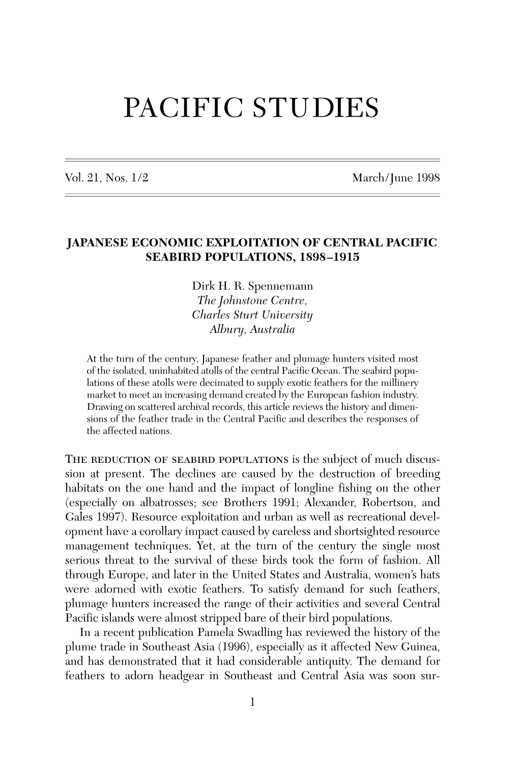 Japanese Economic Exploitation of Central Pacific Seabird Populations, 1898–1915