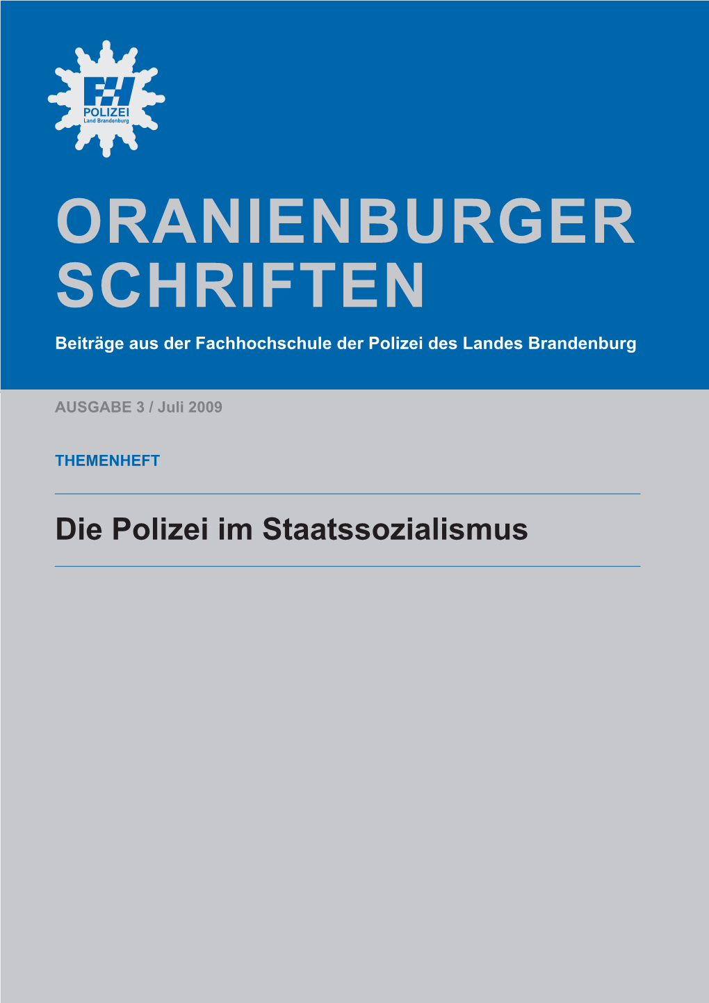 Oranienburger Schriften Beiträge Aus Der Fachhochschule Der Polizei Des Landes Brandenburg