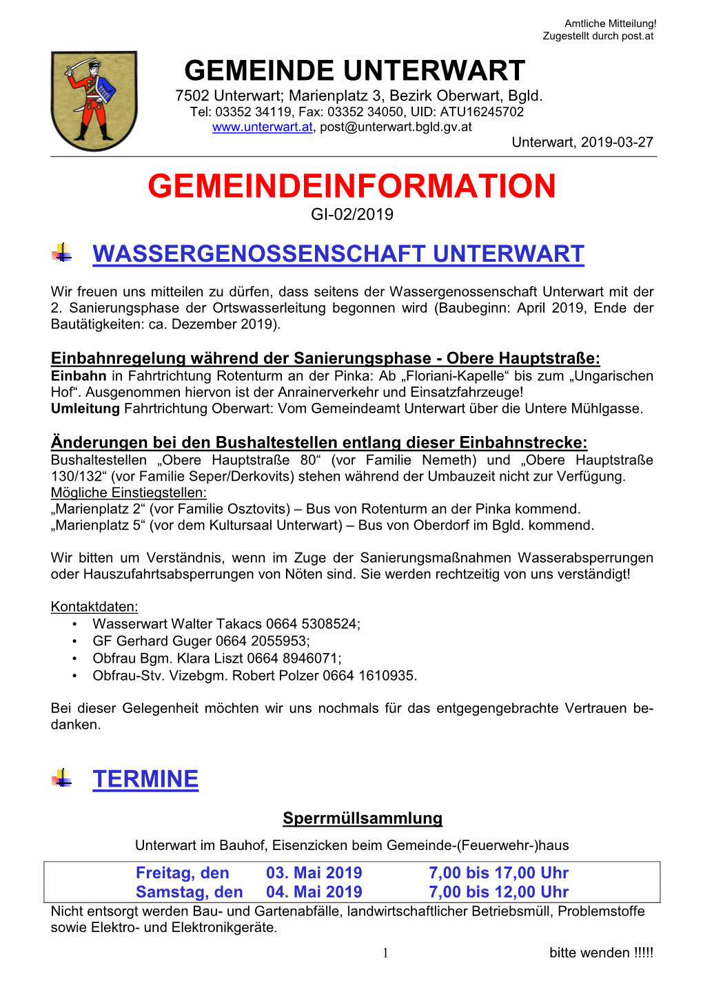 Gemeindeinfo 2/2019…