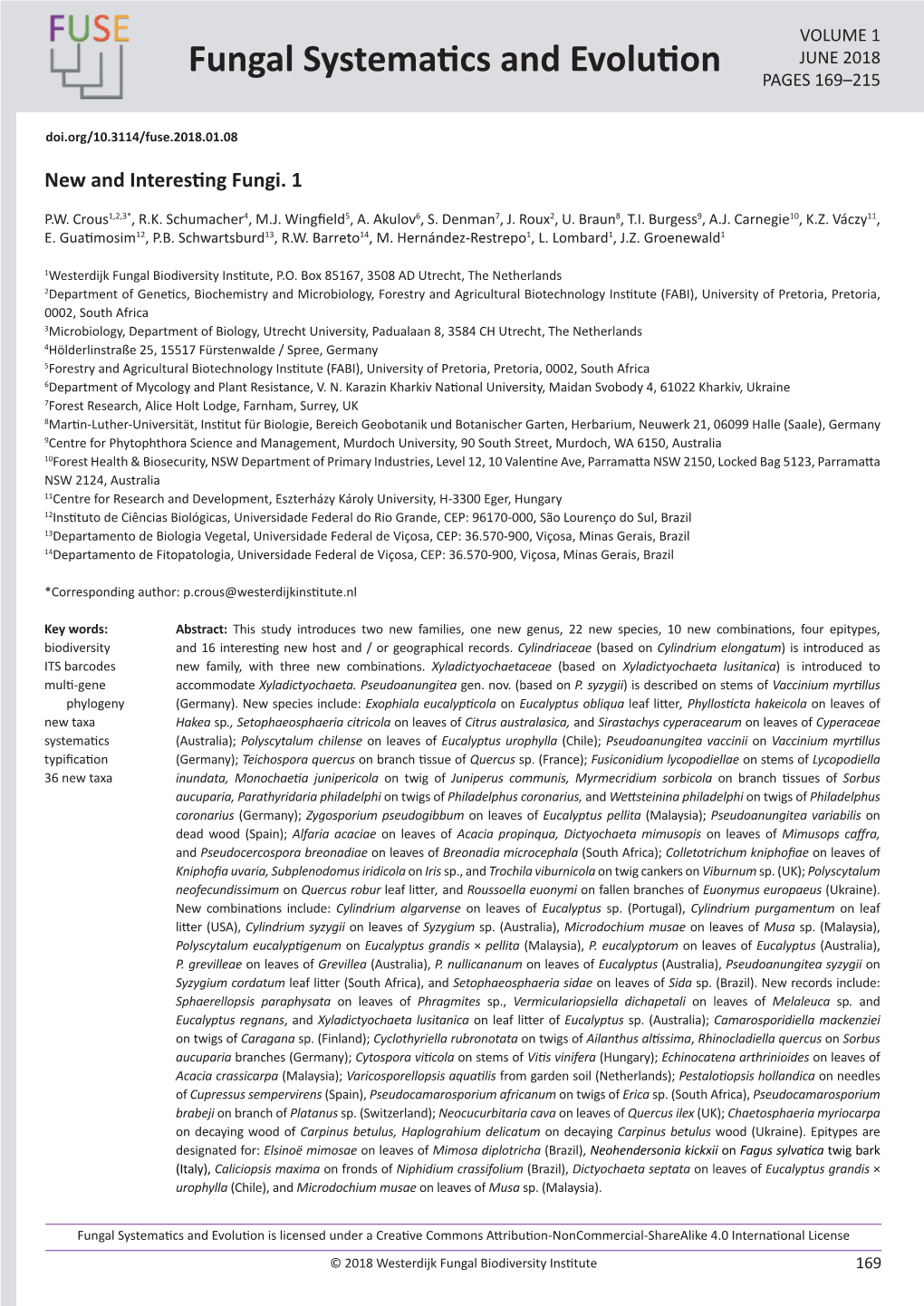 Fungal Systematics and Evolution PAGES 169–215