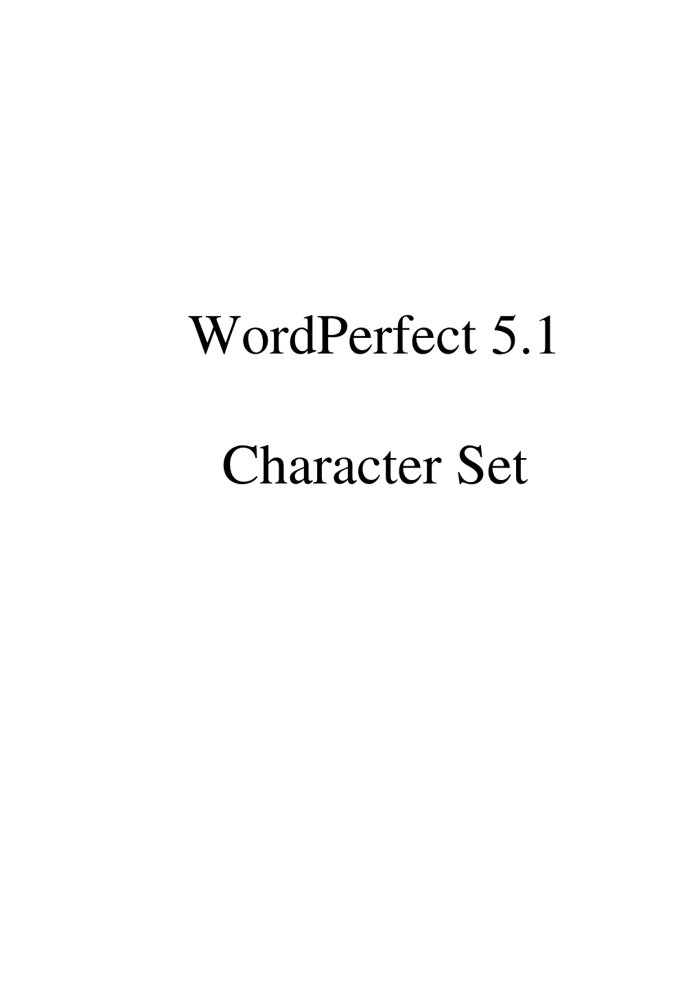 Wordperfect 5.1 Character