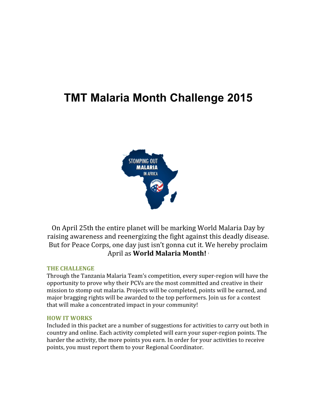 TMT Malaria Month Challenge 2015