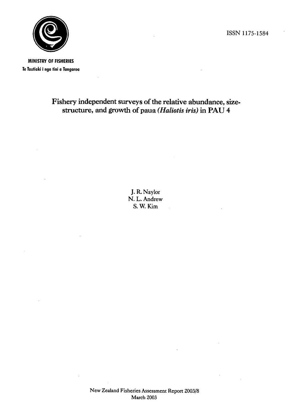 Structure, and Growth of Paua (Haliotis Iris) in PAU 4