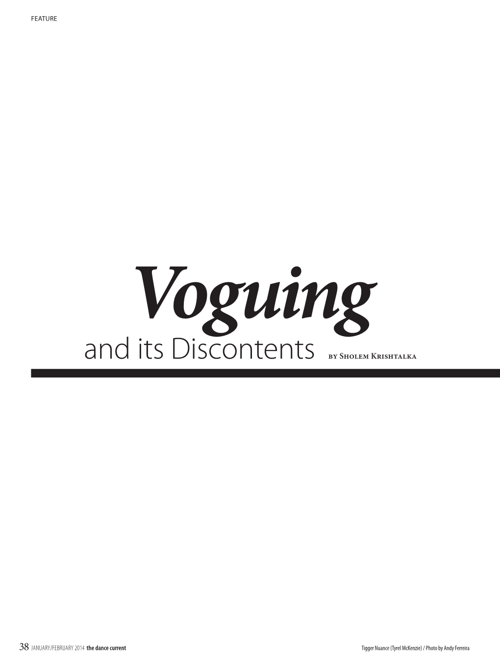 Voguing and Its Discontents by Sholem Krishtalka