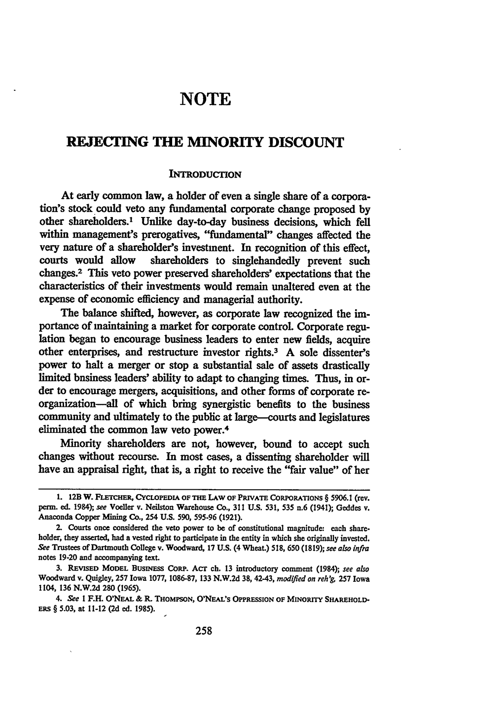 Rejecting the Minority Discount