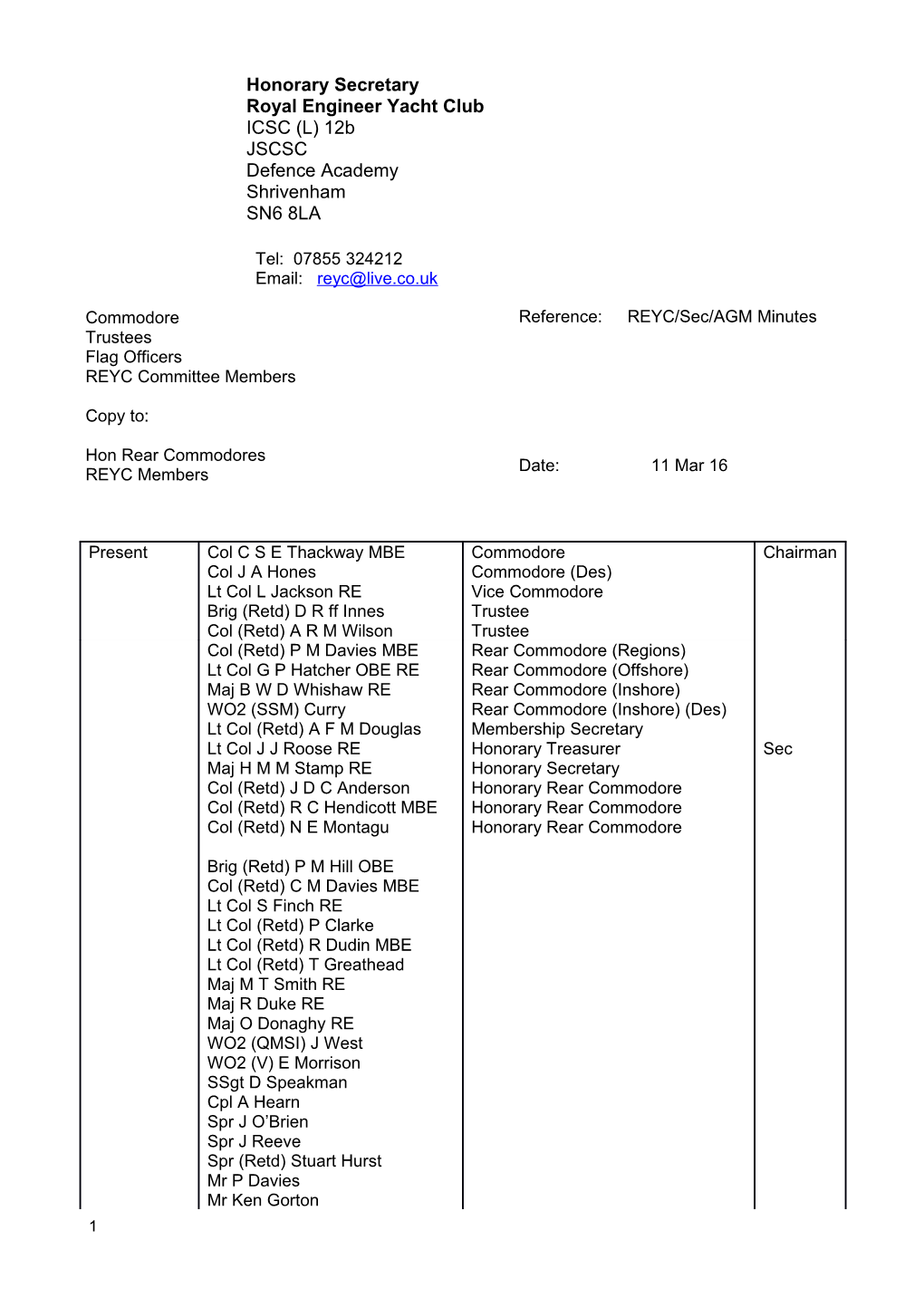 REYC Cttee Minutes - Mar 09