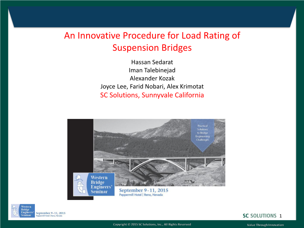 An Innovative Procedure for Load Rating of Suspension Bridges